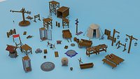 Set of 80 pieces Low-poly model