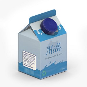 3D Supermarket Milk Carton 01 Low Poly PBR Realistic