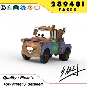 3d model pixars cars tow mater