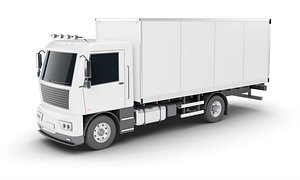 Modern Box Truck 3D Model Urban Delivery Cargo Transport Vehicle