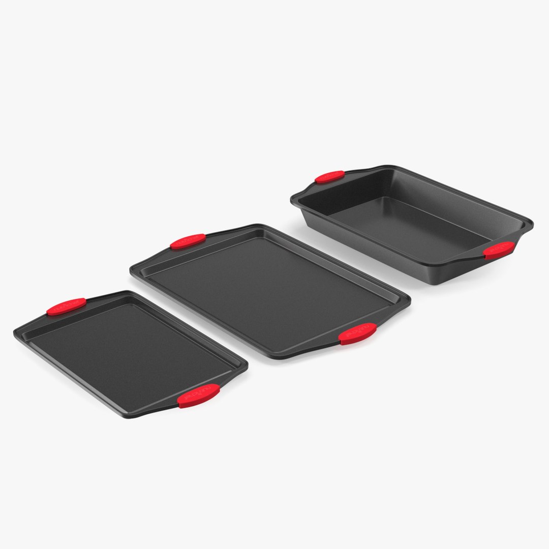 Baking Trays Set 3D model preview