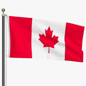 3D Canada Flag High Flagpole