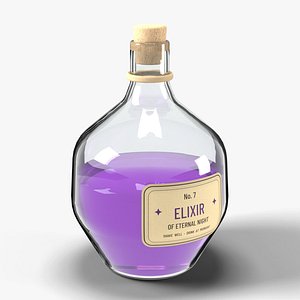 Witch Potion Flask with Purple Elixir and Cork - Fantasy Horror Prop