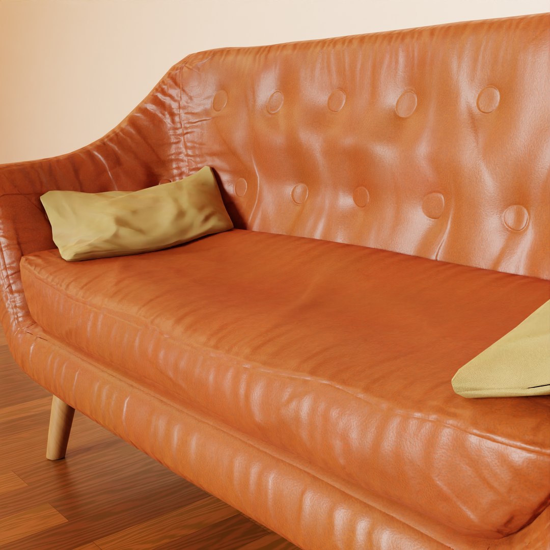 Aesthetic Brown Leather Loveseat Couch 3D - TurboSquid 2067949