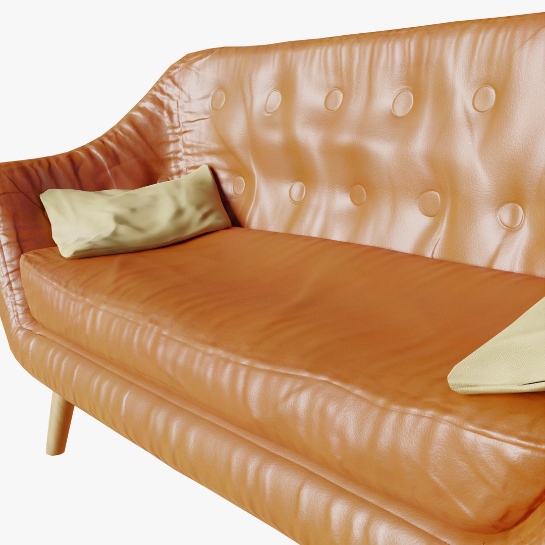 Aesthetic Brown Leather Loveseat Couch 3D - TurboSquid 2067949