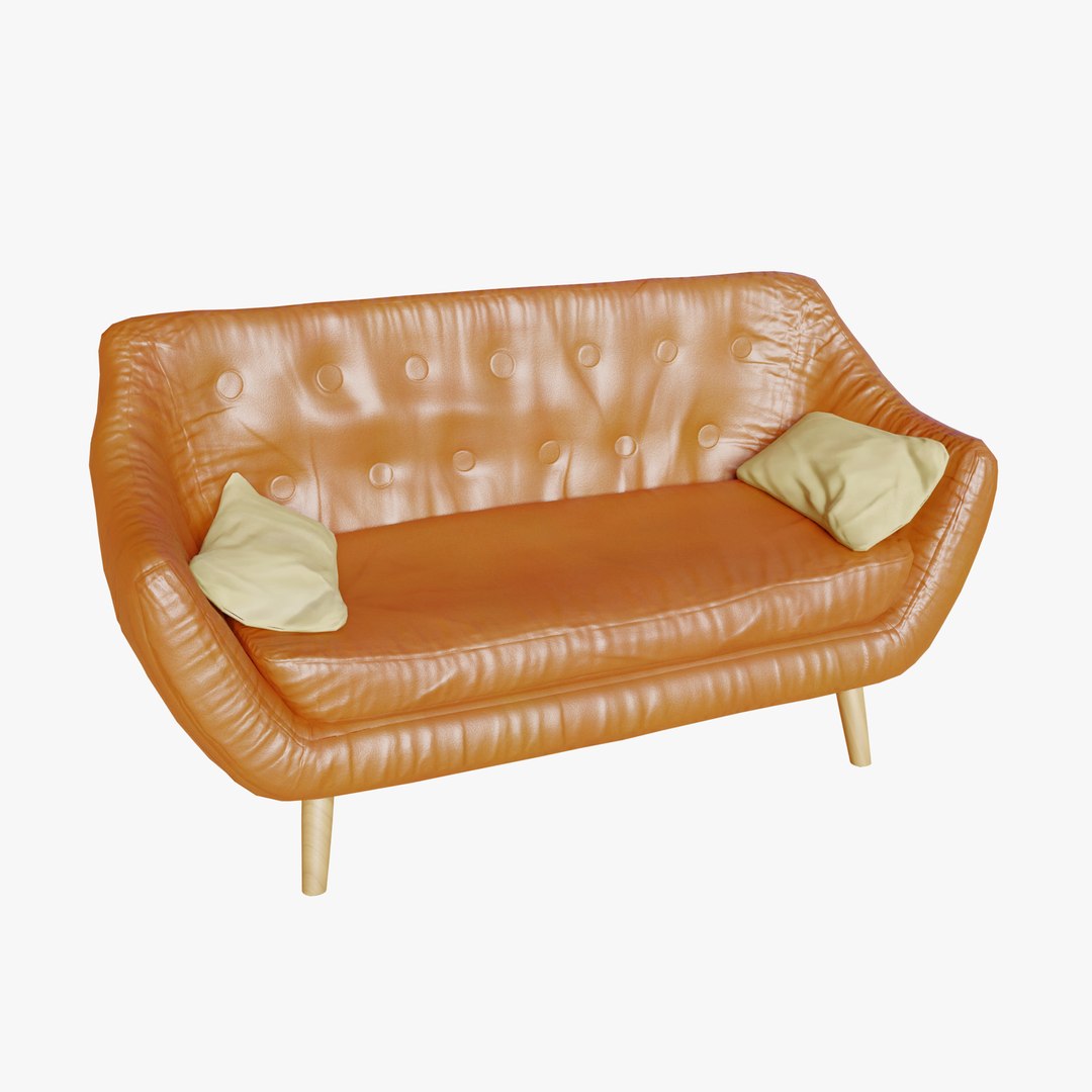 Aesthetic Brown Leather Loveseat Couch 3D - TurboSquid 2067949