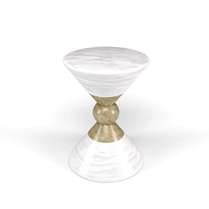 Modern Round White and Gold Side Table