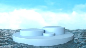 3D Display Podium Sky Sea Cloud model