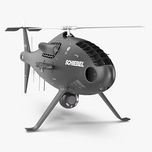 3D Schiebel Camcopter S100 UAV Rotorcraft Black Rigged model