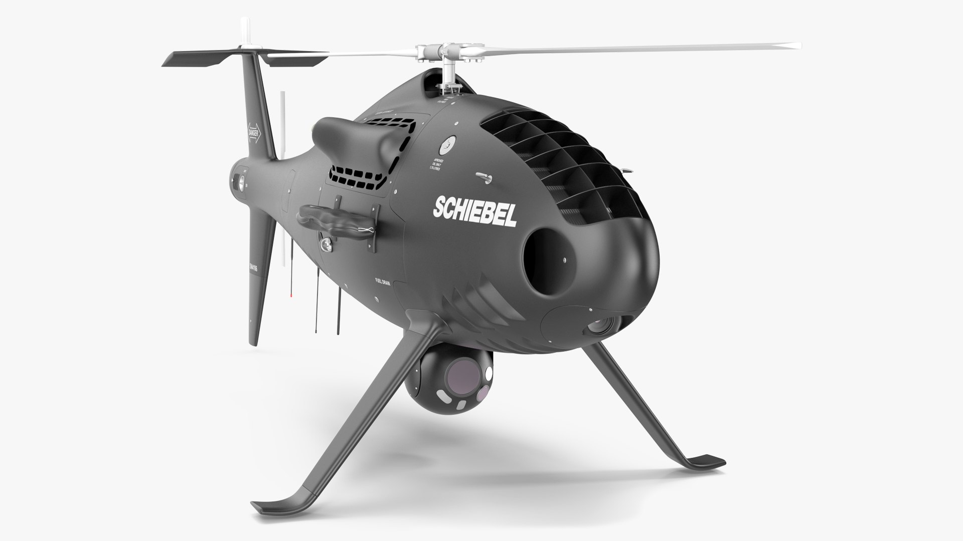 Schiebel Camcopter S100 UAV Rotorcraft Black Rigged 3D model preview