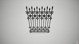 Ornate Wrought Iron Fence - Design 3 3D model