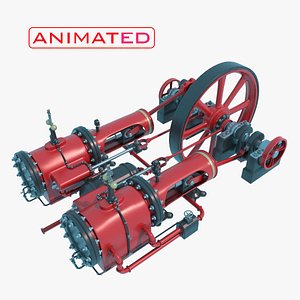 steamengine with animation 3D model