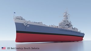 3D uss south dakota battleship model