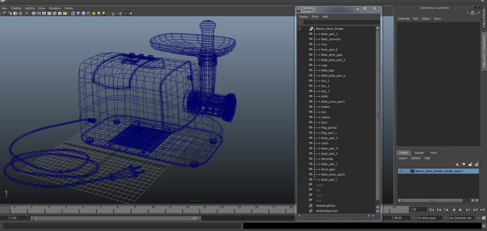 Electric Meat Grinder Gander 3D Model 3D model preview