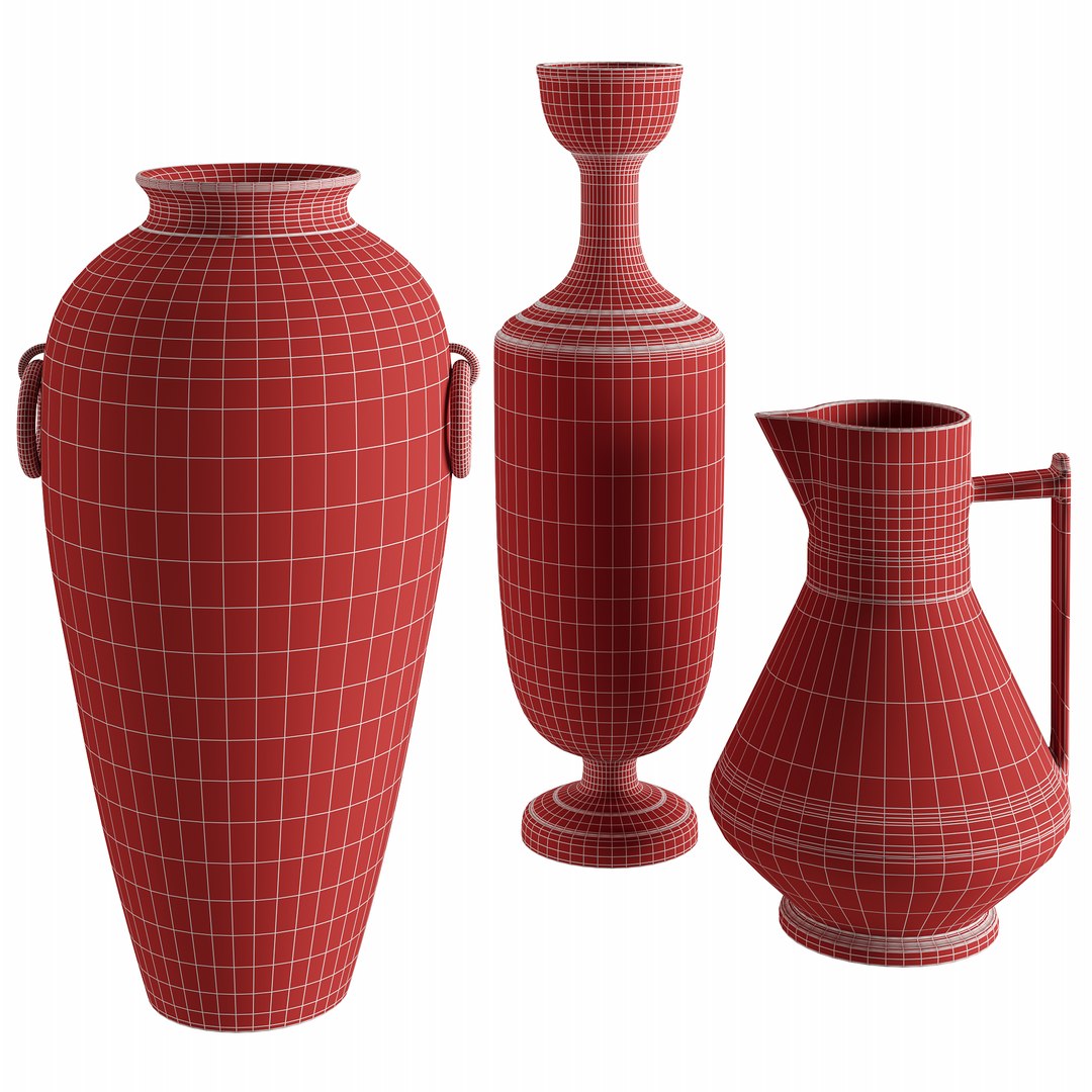 Set of 3 Etruscan Style Decorative Vases 3D model - TurboSquid 2073045