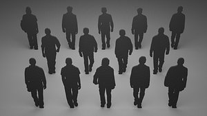 3D Silhouettes Flat 3D - Walking Men
