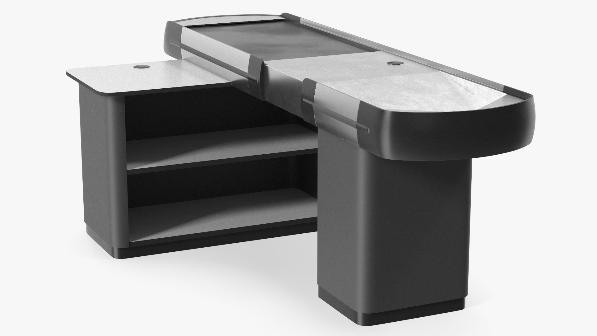 Ergonomic Small Checkout Counter Grey Rigged 3D model preview
