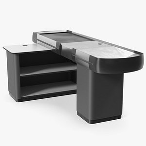 Ergonomic Small Checkout Counter Grey Rigged model
