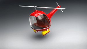 vintage red helicopter 3D