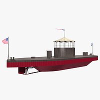 US Civil War Warship with Tower New Rigged