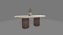 Modern Round Travertine Dining Table 3D Furniture Model Object
