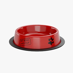 Plastic Pet Bowl Red 3D