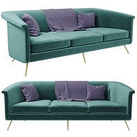 Vicente teal velvet sofa