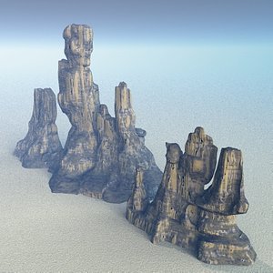 alien desert terrain rock 3d model