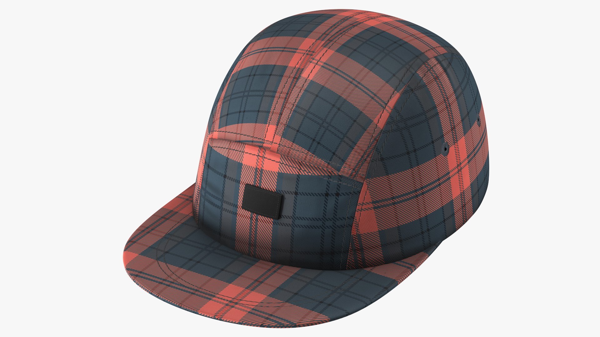 Plaid 5 Panel Hat 3D model preview