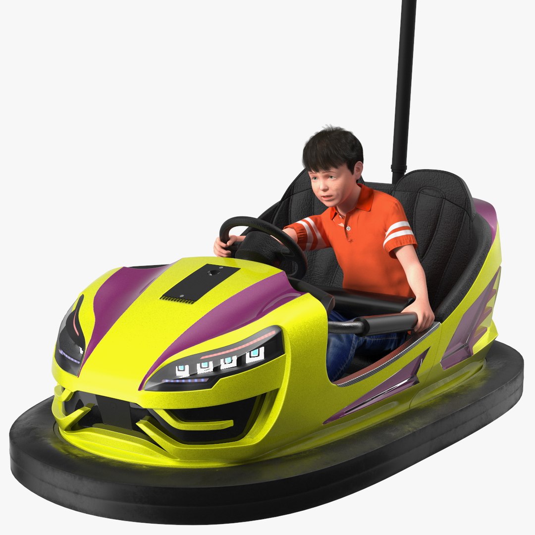Boy with Bumper Car Fur 3D model preview