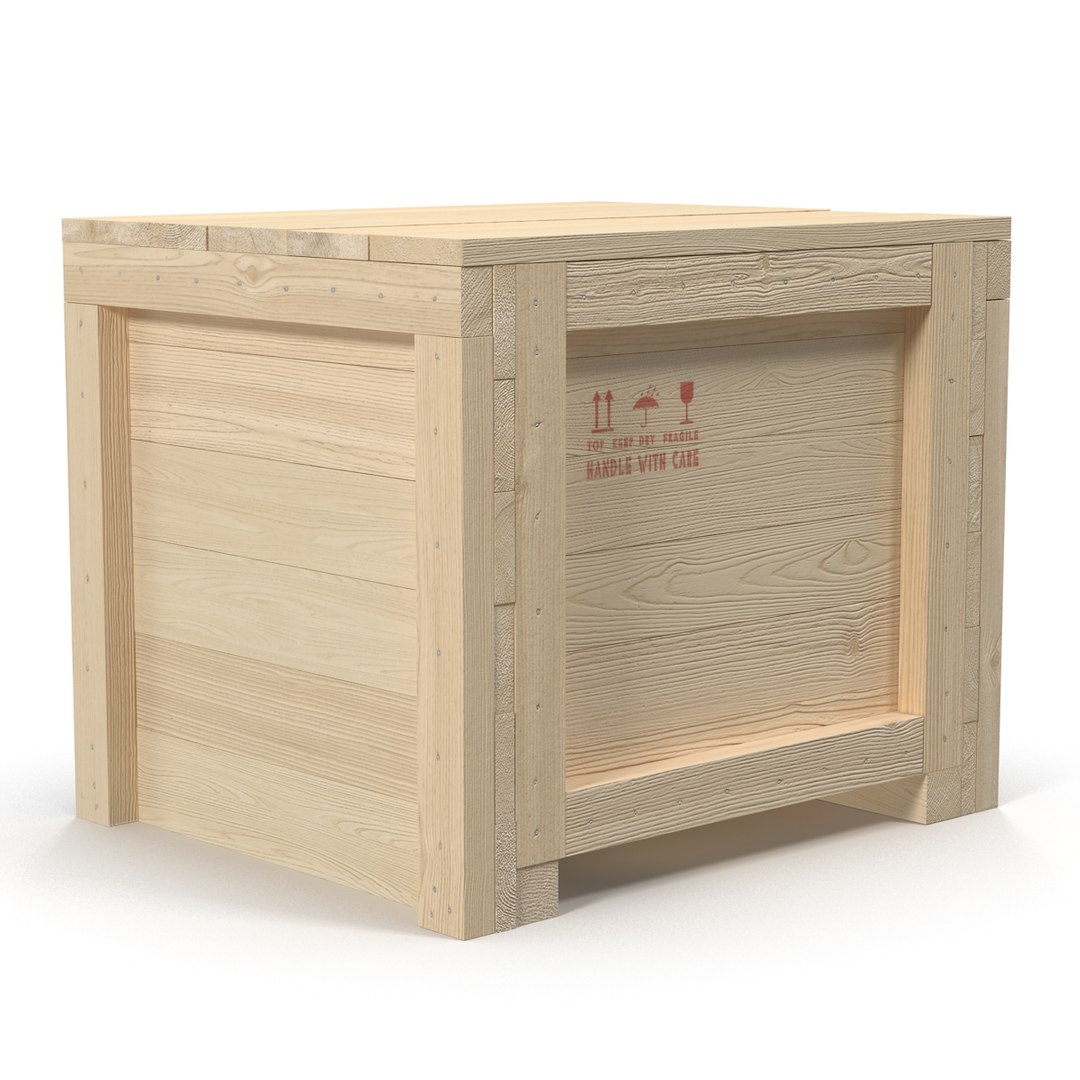Wooden Shipping Crate 3 3D model preview