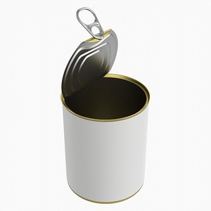 Canned food round tin metal aluminum can 019 open 3D