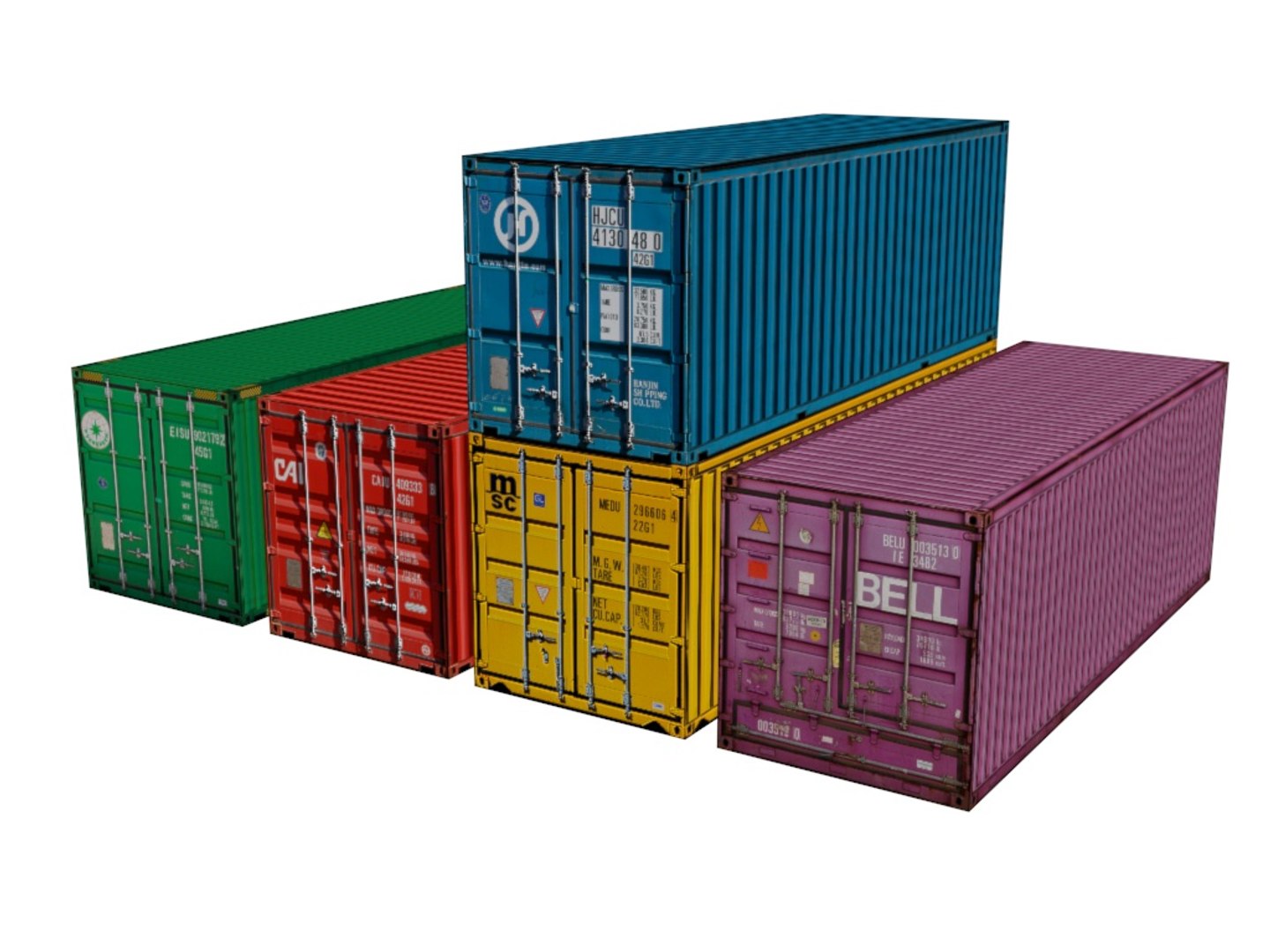 3d Cargo Container Combine Model