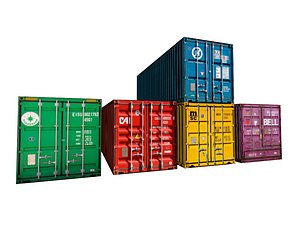 3d cargo container combine model