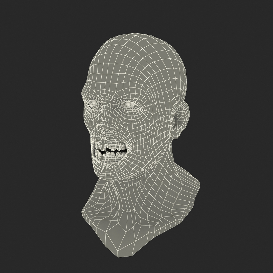 3d Zombie Head Hair Rigged Model