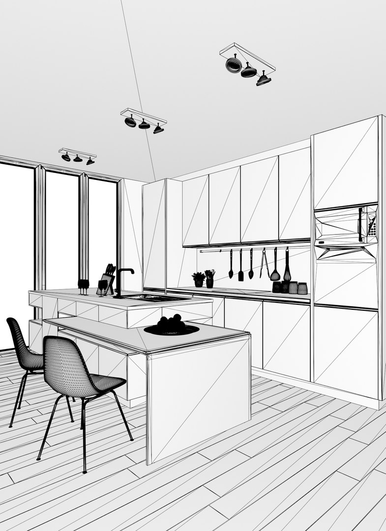 3D Render Scene Modern Kitchen - TurboSquid 1519902
