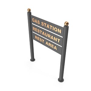 Three-Section Metal Sign Mounted on the Ground