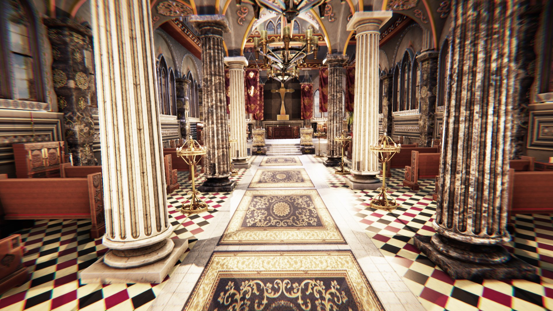 3d Interior Exterior Church Model Turbosquid 1652298