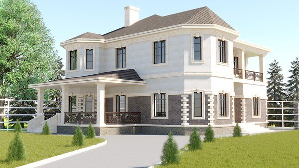 3D exterior villa scene model