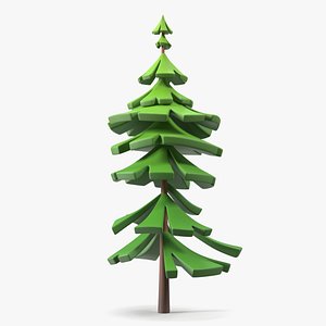 Cartoon Fur Tree Crooked Simple Coloring 3D model