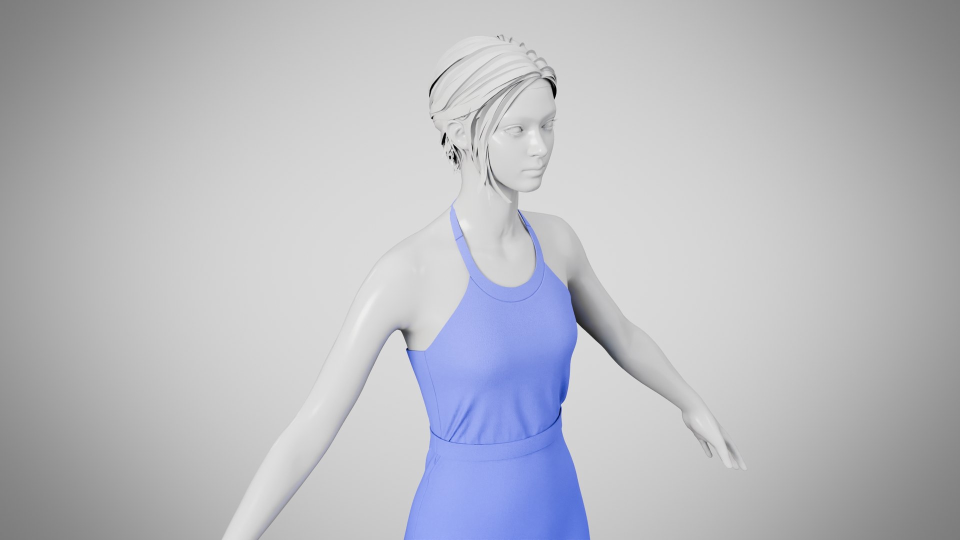 3D Dress 22 Very Light Blue Model - TurboSquid 2473533