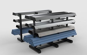 Steel storage rack with pipe 3D model 3D model