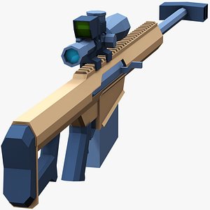 Stylized Barrett M82 Sniper Rifle Low Poly Mobile Ready