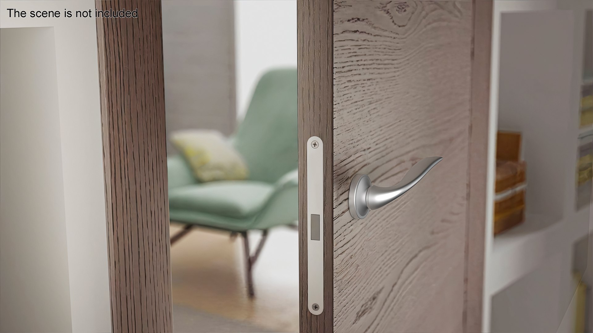 Door Handle Rotary Curved Metal 3D model preview