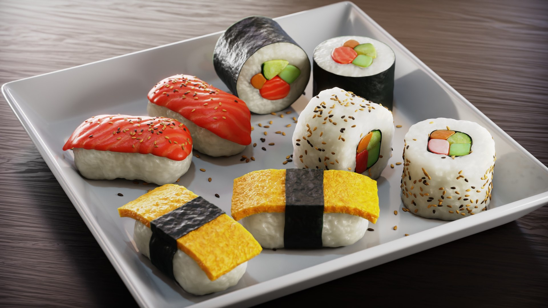 Blender Sushi 3D model https://p.turbosquid.com/ts-thumb/sk/IXSlvd/Os/sushi1/jpg/1710182187/1920x1080/fit_q87/b55f76f4e538da0793caad3876225bdf05e71f51/sushi1.jpg