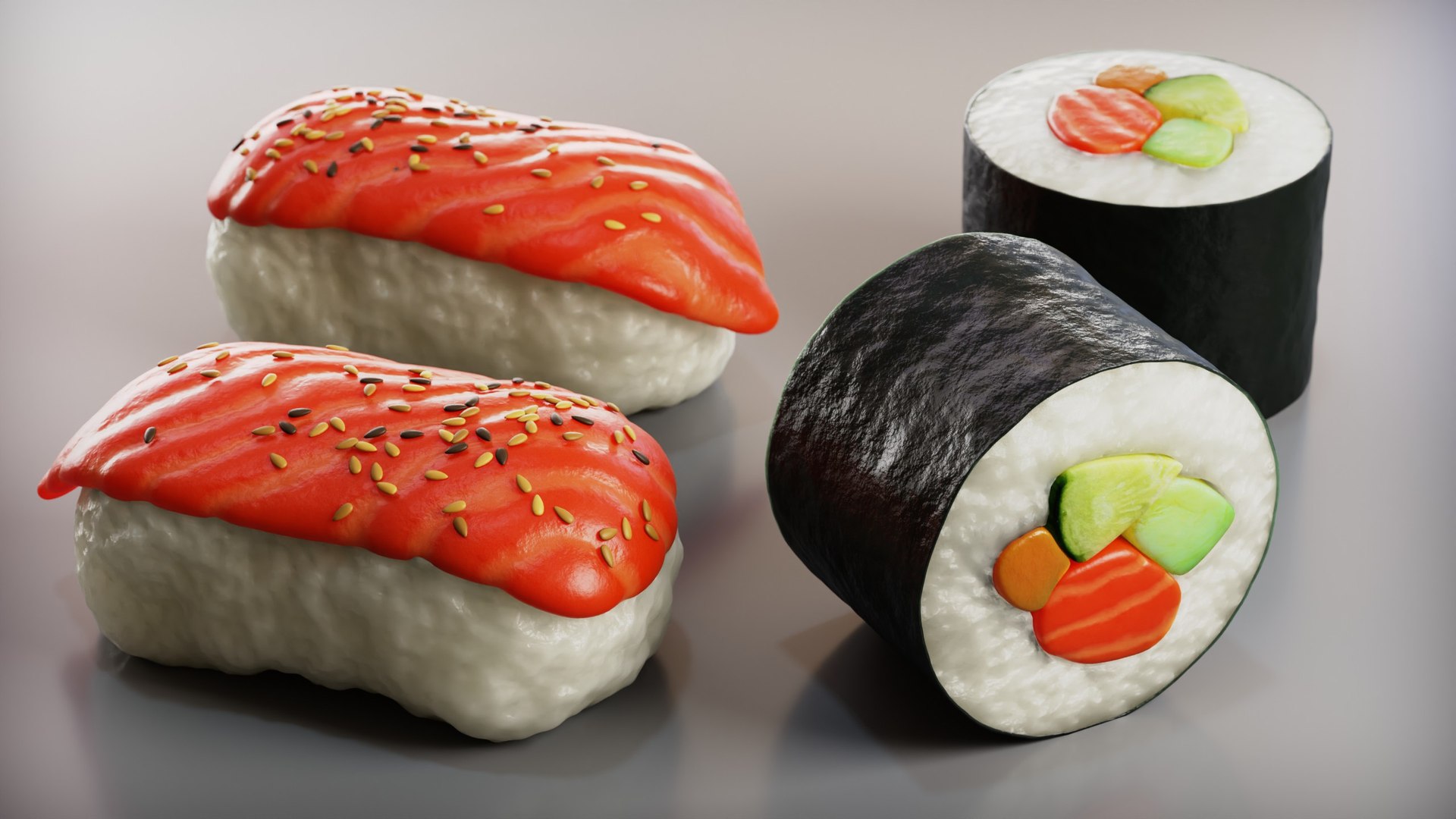 Blender Sushi 3D model https://p.turbosquid.com/ts-thumb/sk/IXSlvd/dK/sushi2/jpg/1710182187/1920x1080/fit_q87/562516e9796bcd5beb1411c0ef961dfcba426923/sushi2.jpg