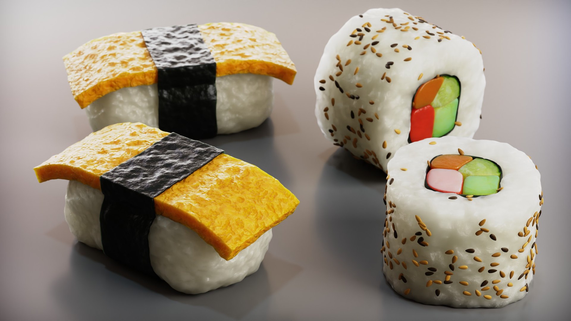 Blender Sushi 3D model https://p.turbosquid.com/ts-thumb/sk/IXSlvd/e7/sushi3/jpg/1710182188/1920x1080/fit_q87/ceae19da2f89e9a87718607c347ce3893fa7ed6d/sushi3.jpg