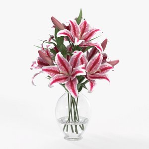 3D lily bouquet vase