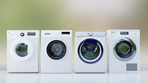 Washing Machine - Dryer - Laundry Low Poly 3D model