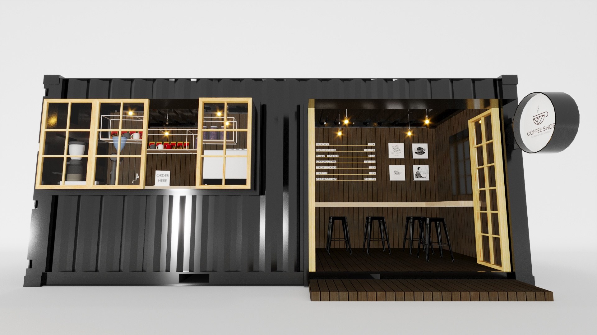 Container coffeeshop 20ft 3D model - TurboSquid 2103302
